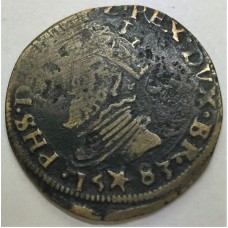 NETHERLANDS 1583 . SPANISH COIN . ERROR . MIS-STRIKE . FELIPE II KING